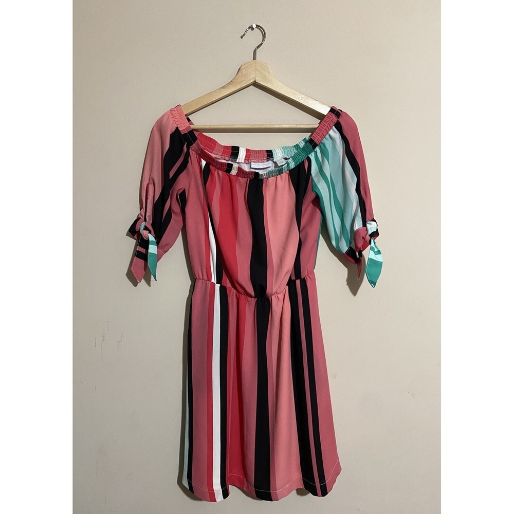 New York And Co Women's Size Small Pink Multi Color Striped Summer Dress